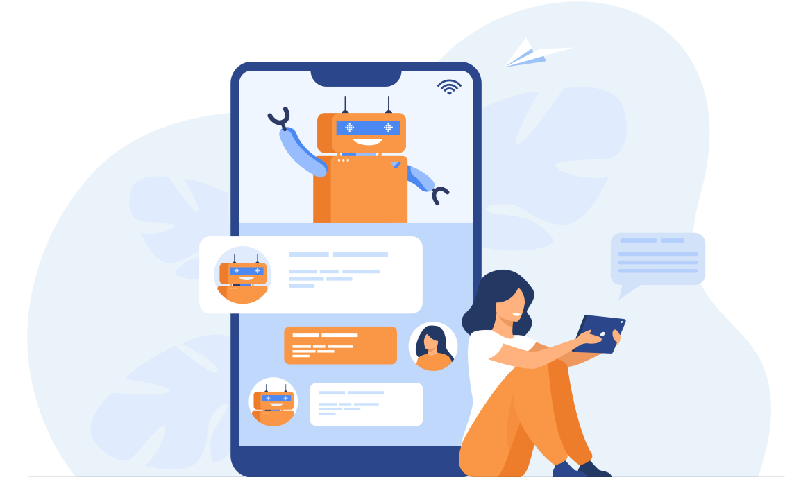 picture shows the language practice using AI technology